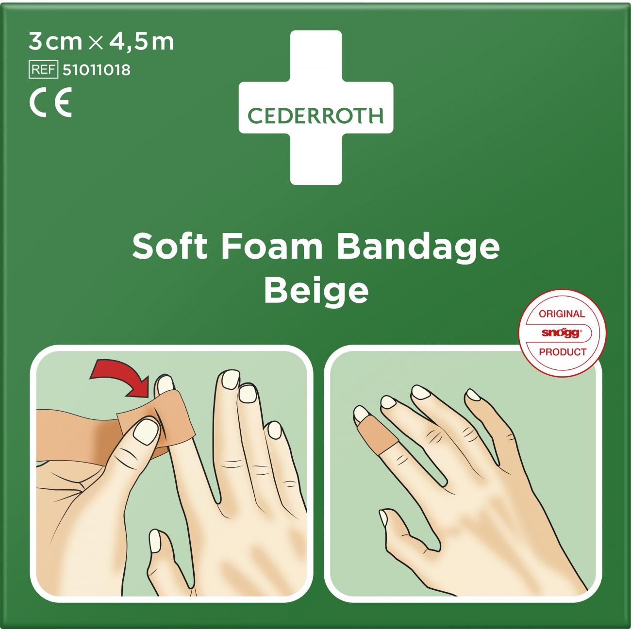 Cederroth Soft Foam Bandage Beige 3 Cm X 4,5 M