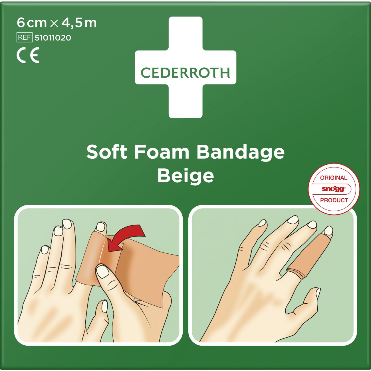 Cederroth Soft Foam Bandage Beige 6 Cm X 4,5 M