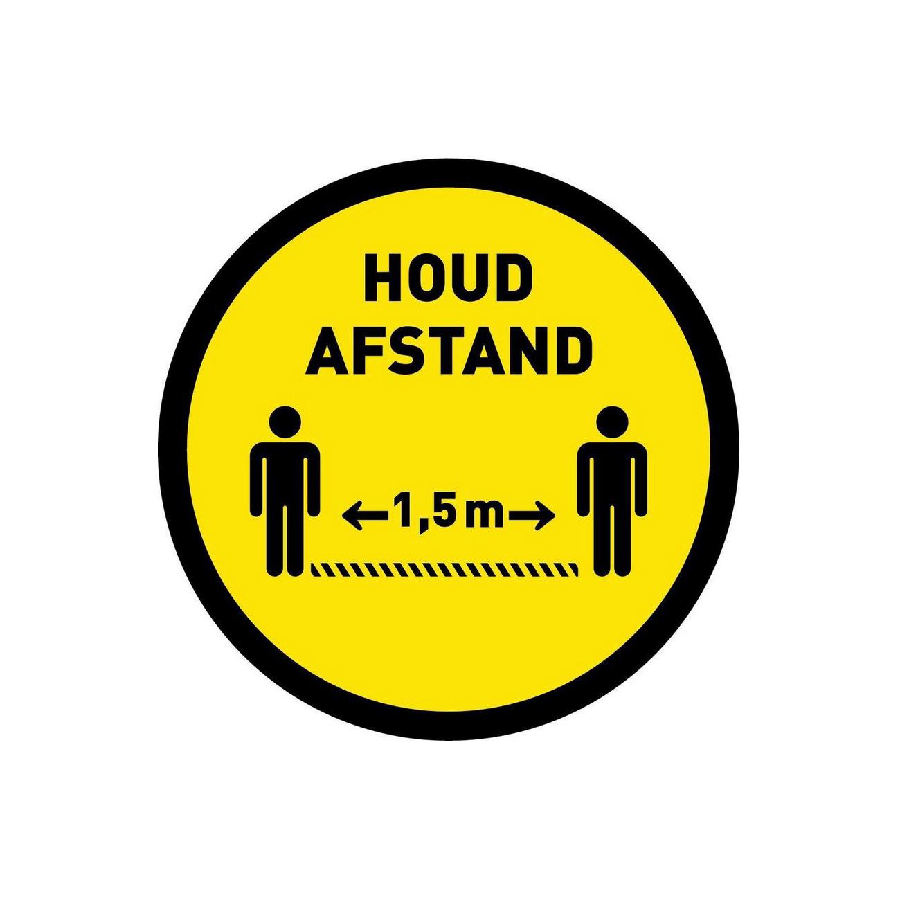 Vloersticker “houd Afstand” Geel/zwart 400mm